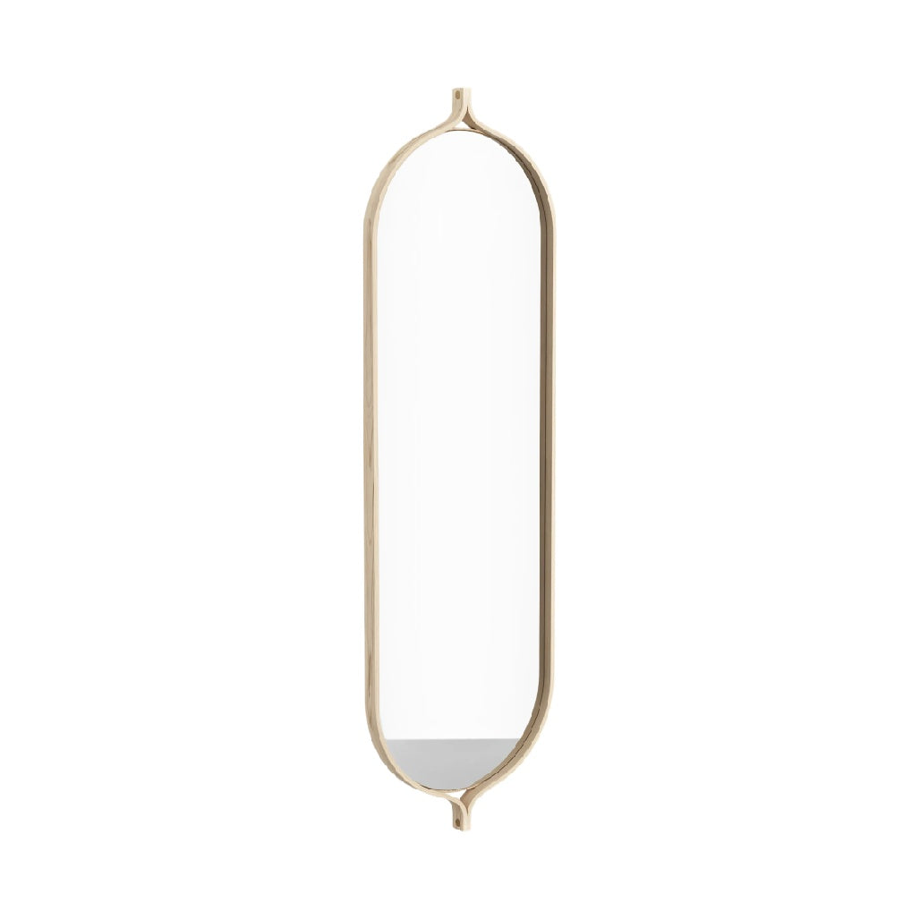 Elegant Vertical Wall Mirror with Gold Frame and Shelf